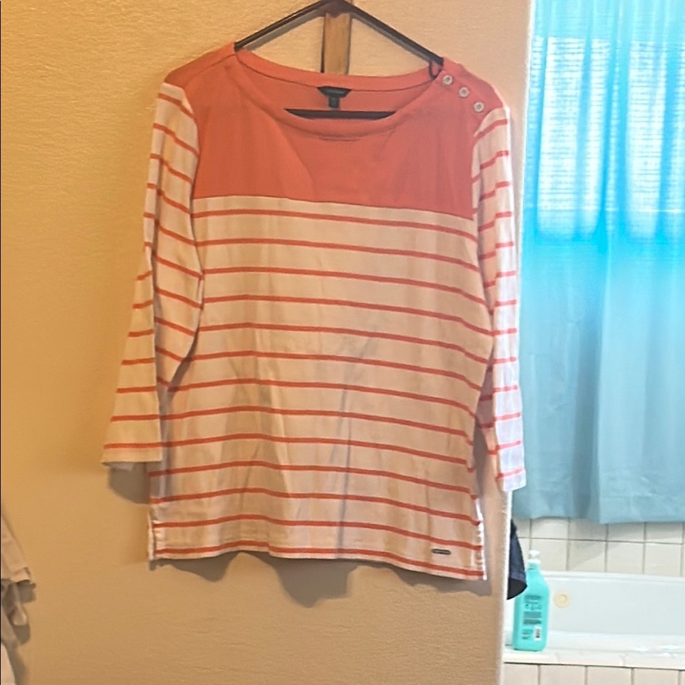 Nautica Women's Striped Top in Pink and White